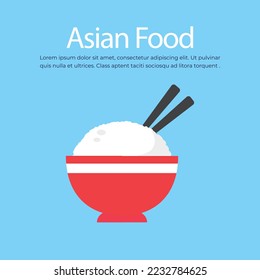 Rice in a bowl with chopstick vector illustration
