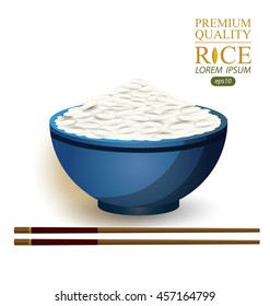 Rice Bowl and chopstick. Vector illustration.