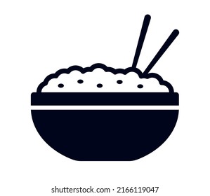 Rice bowl with chopsticks icon