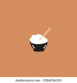 Rice bowl with chopsticks ready to eat