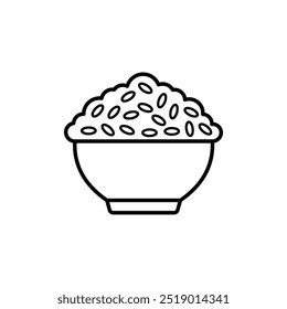 Rice bowl flat vector icon design with editable stroke