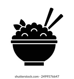 Rice bowl food icon vector design template