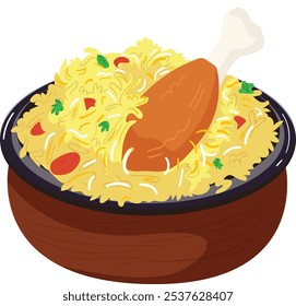 Vetor de ilustração de item de comida de tigela de arroz 