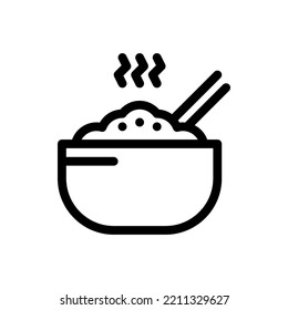 Rice Bowl, Food, Meal, Flat Icon Logo Illustration Vector Isolated. Rice Bowl and Delicious icon set. Suitable for Web Design, Logo, App. 
