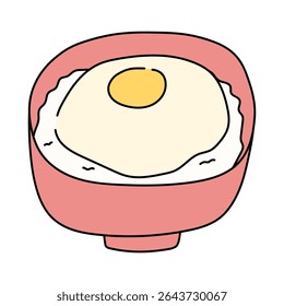 Rice bowl with fried egg. Asian food icon