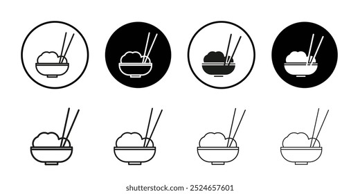Rice bowl icon Collection of flat thin outline vector