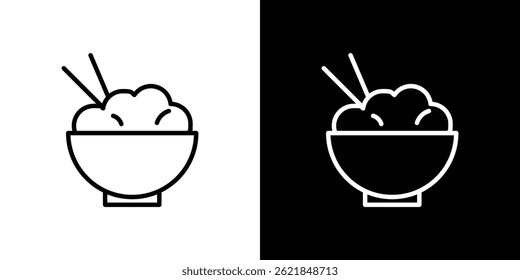 Rice bowl icon concept stroke on white background
