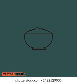 Rice bowl icon design vector graphic of template, sign and symbol  