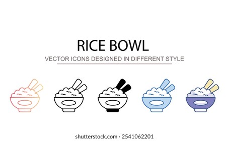 Rice Bowl icon design with white background stock illustration