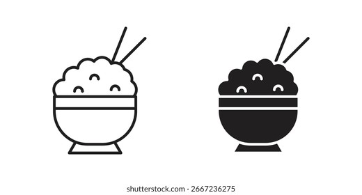 Elementos de ícone de tigela de arroz. ícones de gráficos de doodle.