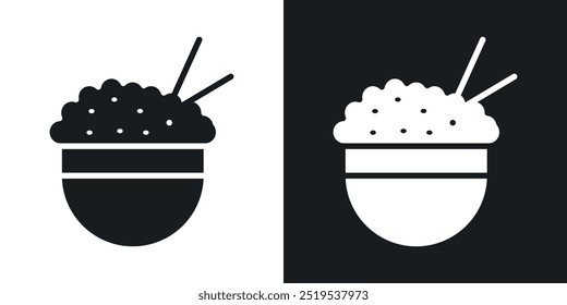 Rice bowl icon icons in black and white filled style
