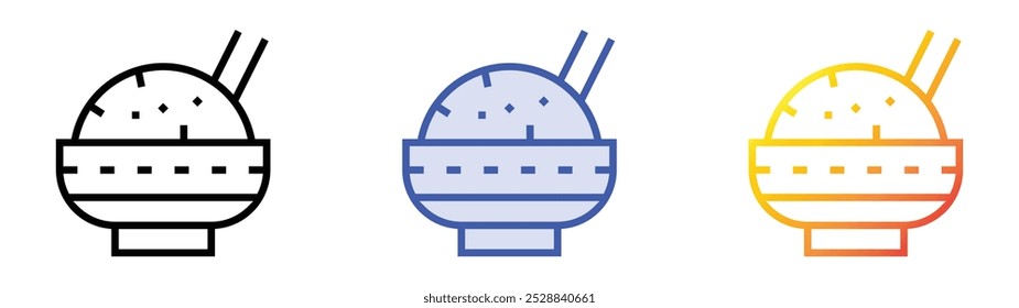 rice bowl icon. Linear, Blue Fill and Gradient Style Design Isolated On White Background