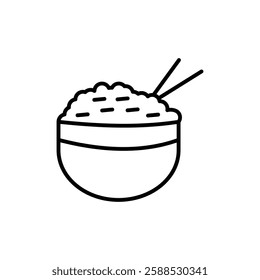Rice bowl icon logo sign set vector outline
