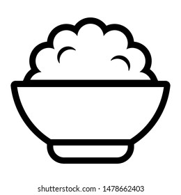 Rice bowl icon. Natural grain ingridient. Side dish, Asian cuisine  logotype. Flat vector illustration.