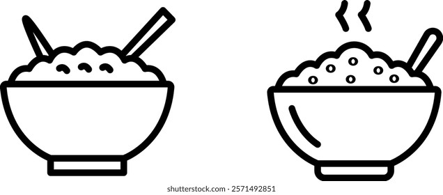 "Rice Bowl Icon Representing Food, Cuisine, and Culinary Traditions for Dining, Meals, and Asian Cuisine"