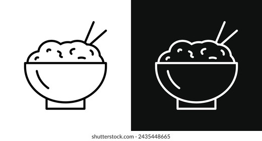Rice Bowl Icon Set. Vector Illustration