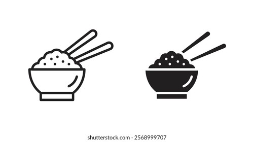 Rice bowl icon set vector graphics designs