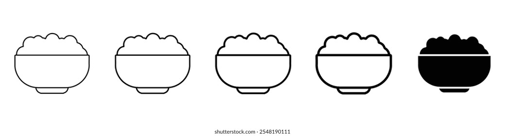 rice bowl icon Simple thin line logo set
