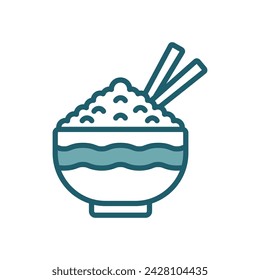 Plantilla de diseño vectorial de icono de tazón de arroz simple y limpio