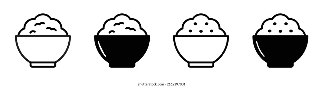 Rice in Bowl Icon Vector Illustration