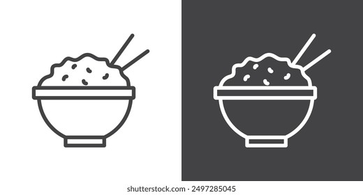 Rice bowl icon vector logo set collection for web app ui