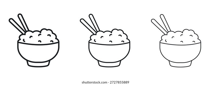 Ícone de tigela de arroz vetor Logo Design Template. Gráficos de Traçado editáveis.
