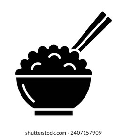Rice bowl icon vector on trendy design