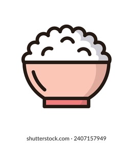 Rice bowl icon vector on trendy design