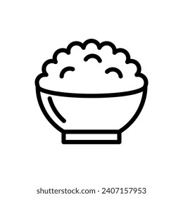 Rice bowl icon vector on trendy design