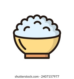 Rice bowl icon vector on trendy design