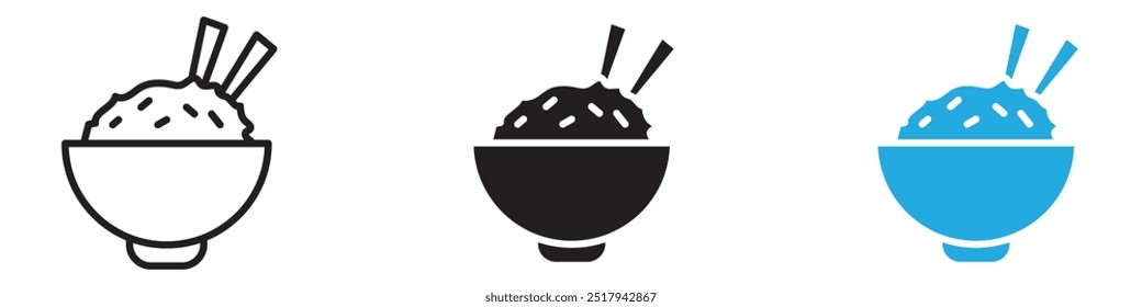 Rice bowl icon vector set illustration