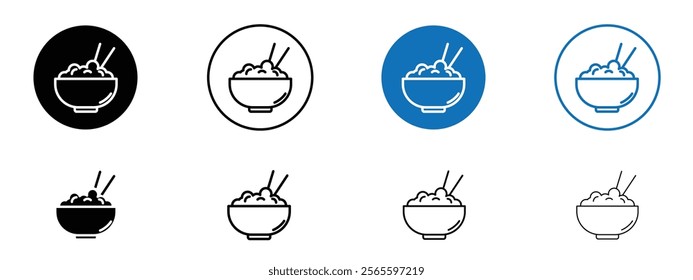 Rice bowl icons in black and blue colors