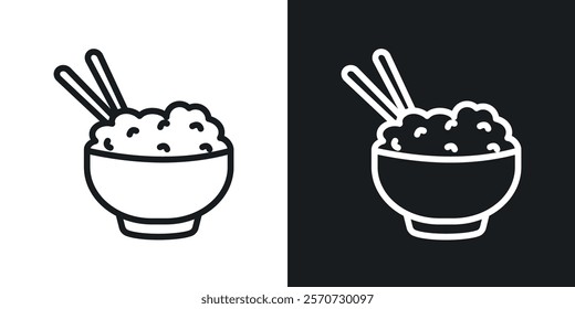 Rice bowl icons set vectors on white background.