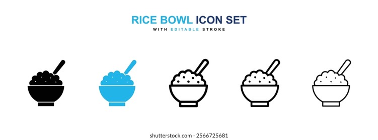 Rice bowl icons vector collection pack.