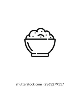 Rice bowl line icon isolated on white background