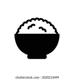Rice bowl line icon. Simple outline design style. Food, lunch, asian, plant, natural, traditional concept. Vector illustration isolated on White background. Eps 10.