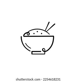 Rice Bowl Line Style Icon Design