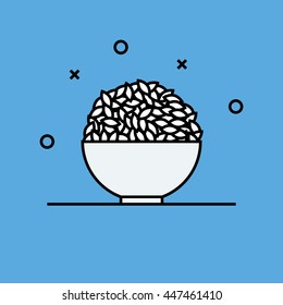 Rice bowl in linear style.