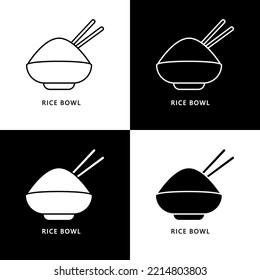 Rice Bowl Logo. Food and Drink Illustration. Japanese food Icon Symbol