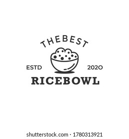 Rice bowl Logo icon for chef with linear style design element