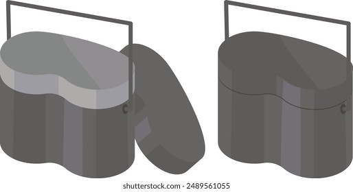 Rice bowl with open lid and rice bowl with closed lid