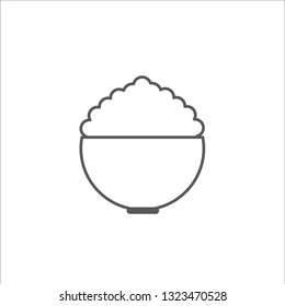 Rice bowl outline icon vector