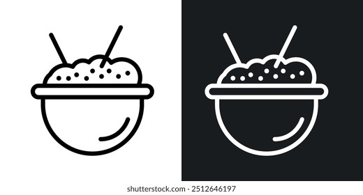 Rice bowl outlined icon vector collection.
