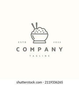 Rice bowl premium icon sign symbol. Hipster vintage logo design vector illustration