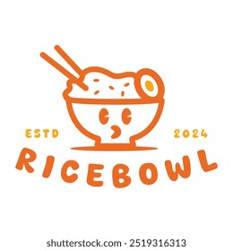 rice bowl restaurant flat minimalist logo design