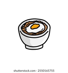 Cuenco de arroz con color simple y Arte vectorial