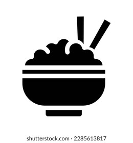 rice bowl solid icon illustration vector graphic