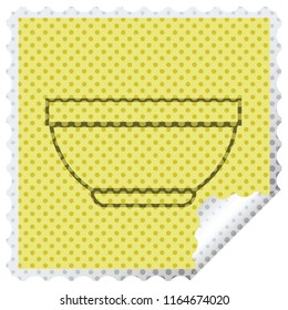Rice bowl square peeling sticker vector illustration
