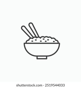 Rice bowl thin liner icon isolated