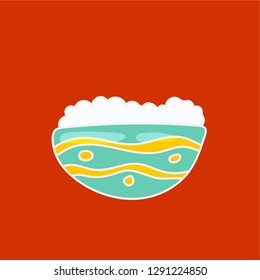 rice bowl vector. hand drawn icon. food illustration. editable stroke.